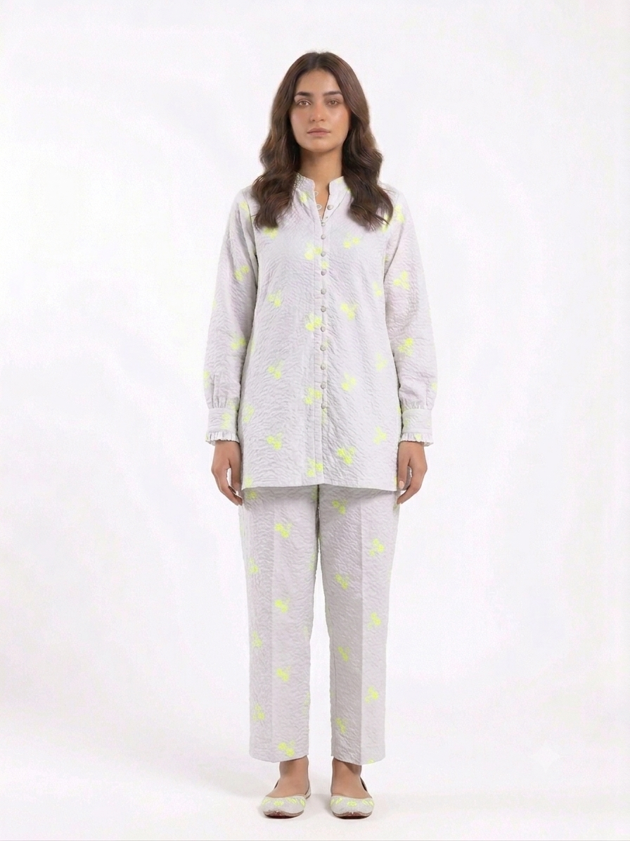 2-Piece Embroidered Georgette