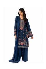 3-Piece Dhanak Embroidered Unstitched Suit