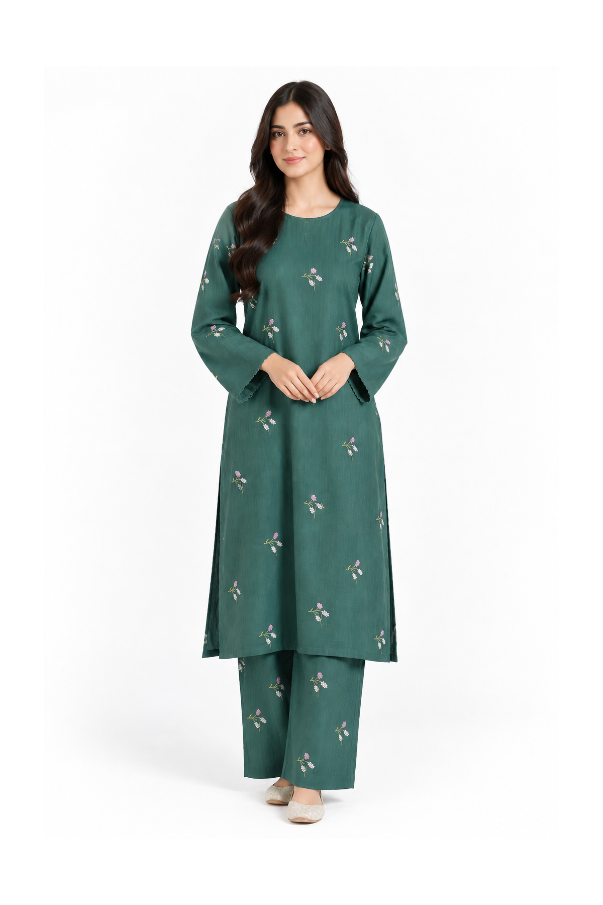 2-Piece Embroidered Cotton