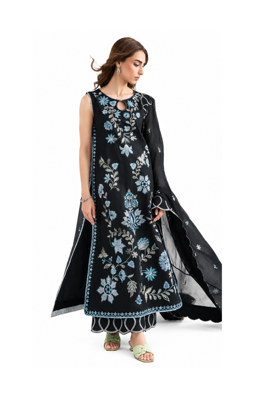3-Piece Dhanak Embroidered Unstitched Suit