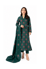 3-Piece Dhanak Embroidered Unstitched Suit