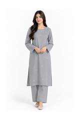 2-Piece Textured Satin Cotton Embroidered