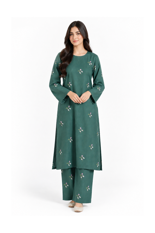 2-Piece Embroidered Cotton
